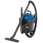 Draper 1250W 15L Wet and Dry Vaccum Cleaner | 1.5m Flexible Hose and Acessories |25 l/s Max Airflow | 18 kPa Vacuum Pressure | Home Car Carpet Cleaning | Professional Use | Outdoor | 90107