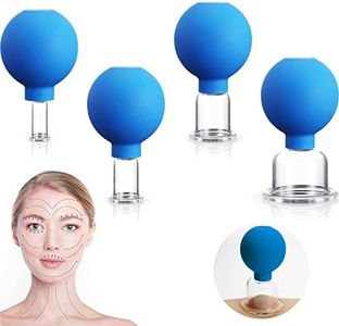 Juego de 4 Vasos de Ventosa, Juego Profesional de Ventosas, Ventosas Masaje, para el Cuello y la Cara del Cuerpo, para Piel Tensa, Reducción de Arrugas, Desintoxicación