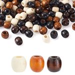 LFRANK Large Hole Wooden Beads, 300Pcs Macrame Wood Beads for DIY Jewelry Crafts, Mixed Colors