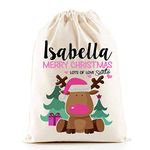 Personalised Santa Sacks (Reindeer Pink Girl)