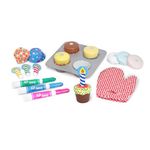 Melissa & Doug Bake & Decorate Cupcake Set, Pretend Play, Colorful Wooden Play-Food Set, High-Quality Materials, 22 Pieces