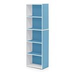 Furinno 5-Tier Reversible Color Open Shelf Bookcase , White/Light Blue 11055WH/LBL