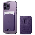 Spigen Magnetic Wallet Card Holder Designed for MagSafe Compatible with iPhone 15, iPhone 14, iPhone 13, iPhone 12 Models - PU Purple (3-Cards)