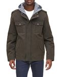 Levi's Men's Washed Cotton Hooded Military Jacket, Dark Brown, S