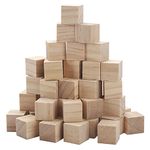 Unfinished Wooden Blocks for Crafts 1 inch, 50PCS Blank Wood Blocks for Crafting, Natural Wood Cubes Solid Wooden Square Blocks for Baby Shower, Kids DIY Projects, Puzzle Making, Letters, Stamps