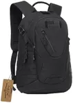 ArcEnCiel 15L Motorcycle Backpack Tactical Bag Rucksacks for Outdoor Camping Trekking with Patch(Black)