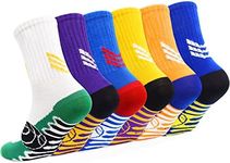 GRPSKCOS Kids Boys Athletic Socks- 6 Pairs Sport Basketball Trainer Socks Cotton Breathable Soft Crew School Socks for 5-14 Years Children, #1 Multicolor-6 Pairs, 7-10 Years