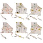 PROFAB Unisex-Baby 100% Muslin Organic Cotton Double Layer Newborn Baby Bonnets Caps/Hats, Pack of 6, 3-6 Months (Cloud, Rainbow & Beehive) White