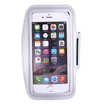 SUPERCB Running Armband for iPhone 8 Plus 7 Plus 6s Pus 6 Plus, Fits Otterbox Defender case, Portholic Exercise Pouch Phone Holder-Fingerprint Access White S