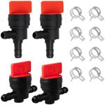 1/4" Inline Fuel Shut Off Valve and 90 Degree Cut Off Valve, Straight Gas Valve Compatible with B&S 494768, 493960, 698183, 697947, 698181, 5019H, 5019K, 4 Pack