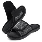 RockDove Men's Adjustable Wrap Memory Foam Slide Slipper, Size 11-12 US Men, Black