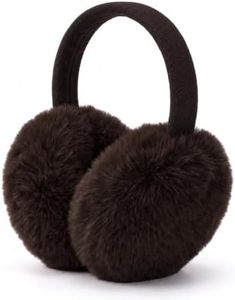 Women's Faux Fur Earmuffs Adjustable Foldable Winter Ear Warmers(Brown)