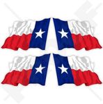 TEXAS Texan Waving State Flag USA America 2" (50mm) Vinyl Bumper-Helmet Stickers, Decals x4