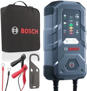 Bosch C70 Battery Charger, 10 Amps with Trickle Function - For 12V/24V Lead-acid, EFB, GEL, AGM and SLI Batteries, Comes with a UK Style Plug