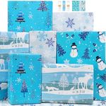 Boy Christmas Wrapping Paper Folded Sheets,Blue White Winter Xmas Wrapping Paper Christmas Paper for Boys Teen Men Kids with Gift Tag Ribbion,Children Boys Holiday Wrapping Paper Set for New Year Present,Christmas Gift Wrapper Paper Papel de Regalo Navidad 4 Style Christmas Tree Snowflake Snoman Deer Christmas Gift Wrap