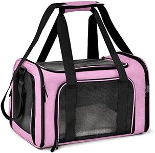 Henkelion Pet Carrier for Small Medium Cats Dogs Puppies up to 15 Lbs, TSA Airline Approved, Soft Sided, Collapsible Travel - Pink