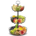 Mutool 3 Tier Fruit Bowl - Detachable Fruit Vegetable Basket - Kitchen Countertop Fruit Rack - Large Metal Tiered Fruit Storage Stand for Fruit Veg Snacks Breads - Bronze