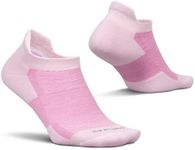 Feetures High Performance Max Cushion Ankle Sock - No Show Socks for Women & Men with Heel Tab - Strawberry Milk, S (1 Pair)