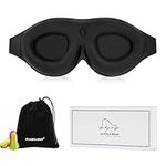 ALASKA BEAR 100% Blackout Sleep Mask Most Comfortable Contoured Eye Cups and Nose Covering for Women Men, 3D Pillowy Soft Light Blocking Eye Mask 0 Pressure on Eyelids & Eyelashes, Earplugs Set, Black