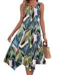 Hotouch Women Summer Hawaiian Maxi Dresses Sleeveless Casual Long Beach Loose Fit Sundress Green Leaf X-Large