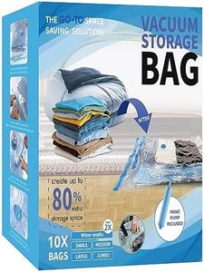10 Pack Vacuum Storage Bags, Space Saver Bags with Hand Pump, Vacuum Seal Bags for Clothing, organization and storage Comforters, Pillows, Towel, Blanket Storage, Bedding,moving supplies.