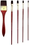 rubens Acrylic Filbert Paint Brushes Set, 5 Pcs Professional Paint Brushes Set, Long Wooden Handles Artist Brushes Nylon Bristles with Filbert, Wide Flat for Acrylic Oil Gouache Watercolor Painting