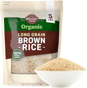 Wellsley Farms Organic Long-Grain Brown Rice | USDA Certified, Kosher, GMO-Free | Quick-Cooking, Nutty Flavor, and Versatile for Healthy Meals | Premium Sourced Long-Grain Rice | 5 lbs Rice Bag