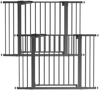 Babelio Baby Gate for Doorways and Stairs, 29-48" Auto Close Dog Gate, Easy-Install Pressure Mounted Satey Door, No Drilling Safety Gate for Child and Pets, 2 Pack, Black