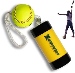 The Composite Xelerator Fastpitch Softball Pitching Trainer and Warm Up Tool with 12 Inch Premium Leather Indoor Ball for Improved Grip