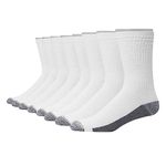 Hanes Men's Max, Moisture, Multi-Pack Ultimate 8-Pack Ultra Cushion FreshIQ Odor Control with Wicking Crew Socks, White/Grey Foot Bottom-8 Pack, 4.5-12 UK (Pack of 8)