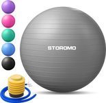 STOROMO Exercise Ball,Yoga Ball(Free Exercise Tutorial)，Extra Thick Non-Slip,Holds 2500 lbs, Workout Ball for Pregnancy birthing and Balance Stability (Silver, 55cm/21.6in)