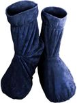 Doctor Developed Heated Booties - Foot Warmers for Women & Men - Heat Therapy Socks w/Microwavable Heating Pad for Feet - Foot Warmer Booties and Doctor Written Handbook - Ankle & Feet Warmers (Blue)