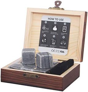 Whiskey Stones Gift Set Pack of 9 Whiskey Rocks in Engraved Wooden Gift Box, for Dad/Whisky/Bourbon Drinker, Men/Women Birthday Present, Barleo Malt°
