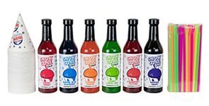 12.7oz Snow Cone Syrups (6 Pack W/Cups/Straws)