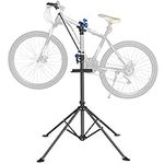 Yaheetech Heavy Duty Bike Repair Stand Bike Maintenance Workstand Folding Bicycle Workshop Stand Mountain Bike Work Tool with a Front Wheel Stabilizer, 108-190 cm Height, Black