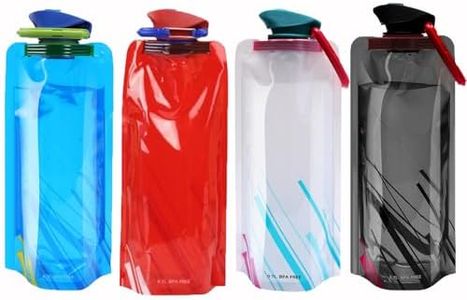 JunD Bottiglia Pieghevole, 700ML Borraccia Pieghevole Set di 4, Bottiglia d'acqua Pieghevole Flessibile, Riutilizzabile Borraccia Flessibile per Escursionismo, Adventures, Viaggi