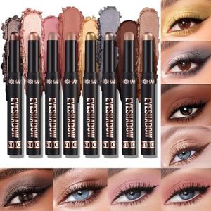 Set de 8 bâtons d'ombres à paupières, Crayon à paupières crème neutre, crayon à paupières waterproof et longue durée, éclaircissant pour les yeux, crayon à paupières pour le maquillage (B)