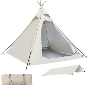 BIMIBIM Camping Tent with Tent Tarp, Pyramid Tent Easy Setup, 2 Doors, 2 Windows, 4 Top Vents, High-Density Silver Glue Double-Layer Thick Fabric, Incld Carry Bag,Windrope,Tent Stakes,Tent Poles