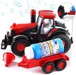 Prextex Bump & Go Bubble Blowing Farm Tractor Toy Truck with Lights, Sounds, and Action for Toddlers - Bubble Solution Included with Toy Tractors - Kids Tractor Toys for 2 Year Old Boy to 3+ Years Old