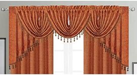 PREMIUS Angelina Rose Decorative Jacquard Swag Pair, Rust, 12x37 Inches