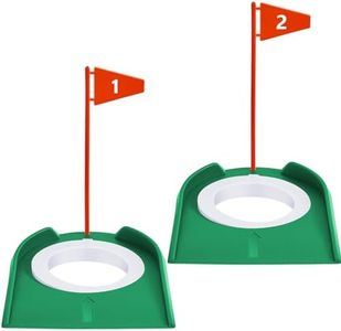 Sotiff Golf Putting Practice Cup Hole Training Aids Golf Accessories Golf Training Putters with Plastic Flag for Adult Green Office Garage Yard Indoor Outdoor Practice(2 Pcs,Number 1-2)