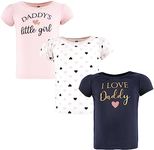 Hudson Baby Unisex Baby Short Sleeve T-Shirts, Girl Daddy Pink Navy, 4 Years