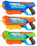 Quanquer 1000cc Water Guns for Kids Adults - 3 Pack Fast-Fill Super Squirt Blaster Soaker with 32 Feet Shooting Range Pump Action Summer Gift Outdoor Toys for Swimming Pool Beach Water Fight