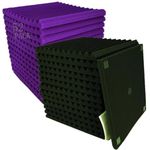 52 Pack purple BLACK 1" x 12" x 12" Acoustic Wedge Studio Foam Sound Absorption Wall Panels