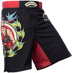 Hardcore Training Fight Shorts Old Tattoo Men's Wrestling Boxing MMA Combat BJJ Grappling Fitness Muay Thai Kickboxing No Gi (XL)