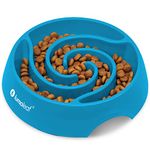 LumoLeaf Slow Feeder Dog Bowls Large 22cm 4 Cups Heavy Puzzle Food Bowl Non-Slip Melamine Pet Maze Dishes for Medium Large Sized Dogs (Tornado-Blue, 4 Cup)