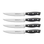 HENCKELS Forged Accent 4 Piece Stainless Steel Steak Knife Set - Semi-Serrated, Black Handles