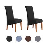 NiCoLa High Back Chair Covers Black Chair Covers Set of 2, High Back Kitchen Chair Covers, Slip Over Stretch High Back Chair Covers for Dining Chairs (Black (Chair Covers Set of 2))