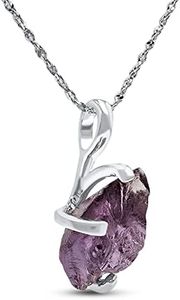 Natural raw alexandrite gemstone pendant chain necklace with white gold over 925 solid sterling silver, birthstone dainty solitaire gift for her, uniquelan jewelry (alexandrite)