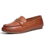 Women’s Loafer Casual On Flat Shoes Classy and Comfortable, Brown Leather, 11 Wide